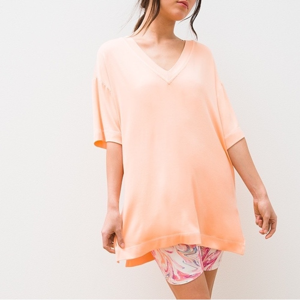 NWT Soma Cool Nights + Days Neck Lounge Sleep Oversized Shirt Glow Orange